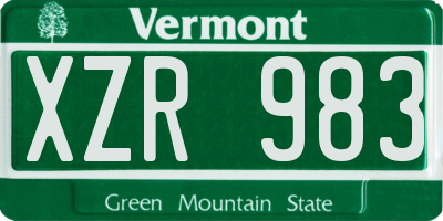 VT license plate XZR983