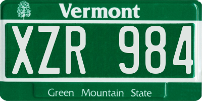 VT license plate XZR984