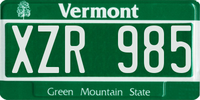 VT license plate XZR985
