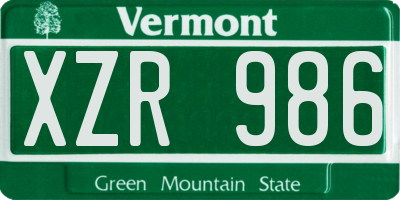 VT license plate XZR986