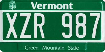 VT license plate XZR987