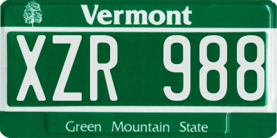 VT license plate XZR988