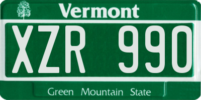 VT license plate XZR990