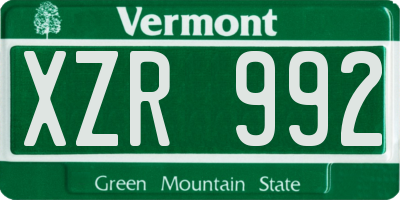 VT license plate XZR992