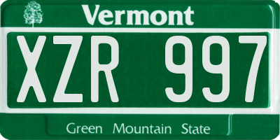 VT license plate XZR997