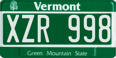 VT license plate XZR998