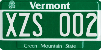 VT license plate XZS002