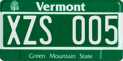 VT license plate XZS005