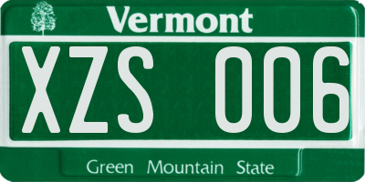 VT license plate XZS006