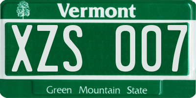 VT license plate XZS007