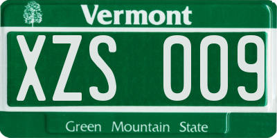VT license plate XZS009