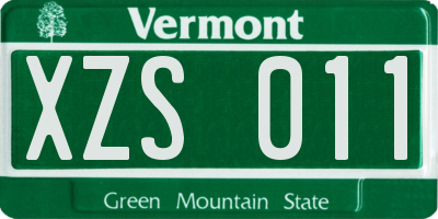 VT license plate XZS011