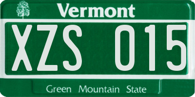VT license plate XZS015