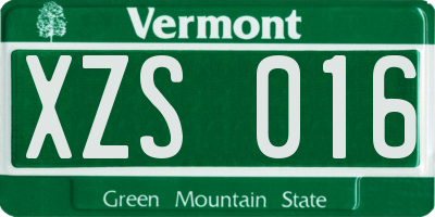 VT license plate XZS016