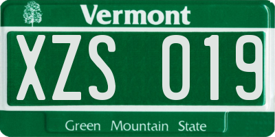 VT license plate XZS019