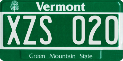 VT license plate XZS020