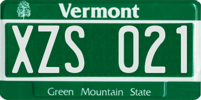 VT license plate XZS021
