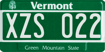 VT license plate XZS022