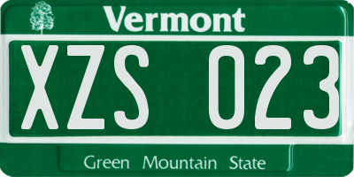 VT license plate XZS023