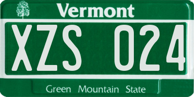 VT license plate XZS024