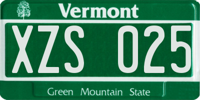 VT license plate XZS025