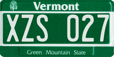 VT license plate XZS027