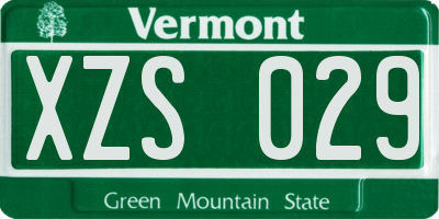 VT license plate XZS029