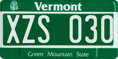 VT license plate XZS030