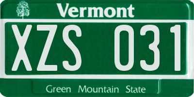 VT license plate XZS031