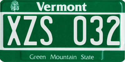 VT license plate XZS032