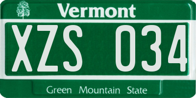 VT license plate XZS034
