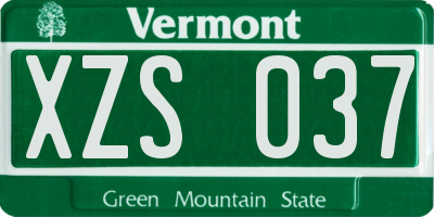 VT license plate XZS037