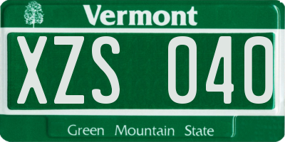 VT license plate XZS040