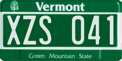 VT license plate XZS041