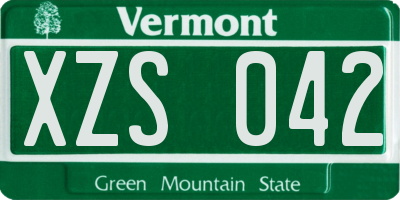VT license plate XZS042
