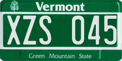 VT license plate XZS045