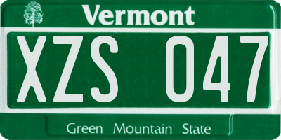 VT license plate XZS047