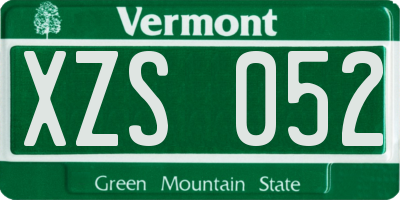 VT license plate XZS052
