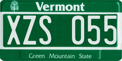 VT license plate XZS055