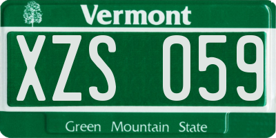 VT license plate XZS059