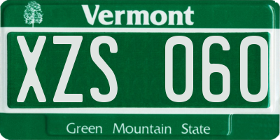 VT license plate XZS060