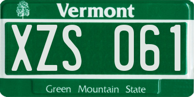 VT license plate XZS061