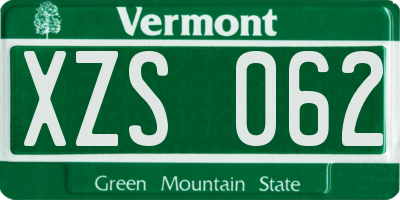 VT license plate XZS062