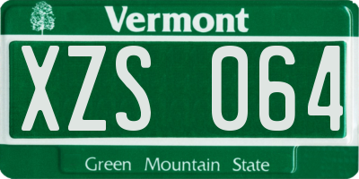 VT license plate XZS064
