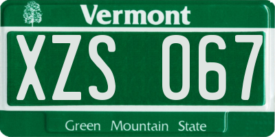 VT license plate XZS067