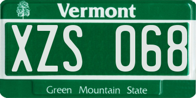 VT license plate XZS068