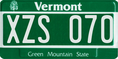 VT license plate XZS070