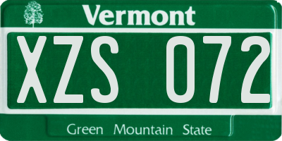 VT license plate XZS072