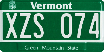 VT license plate XZS074