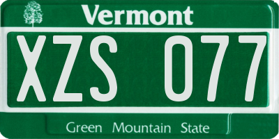 VT license plate XZS077